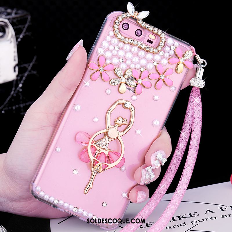 Coque Huawei P10 Plus Téléphone Portable Une Agrafe Anneau Strass Fluide Doux Pas Cher