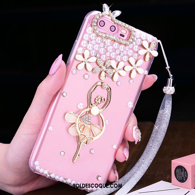 Coque Huawei P10 Plus Téléphone Portable Une Agrafe Anneau Strass Fluide Doux Pas Cher