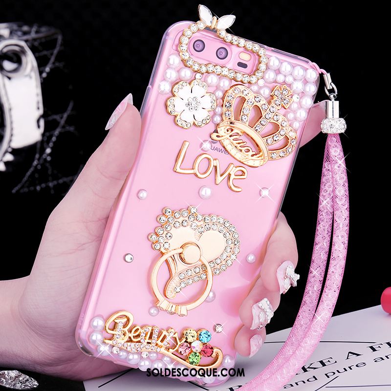 Coque Huawei P10 Plus Téléphone Portable Une Agrafe Anneau Strass Fluide Doux Pas Cher