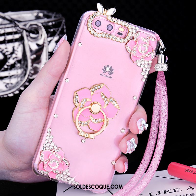 Coque Huawei P10 Plus Téléphone Portable Une Agrafe Anneau Strass Fluide Doux Pas Cher