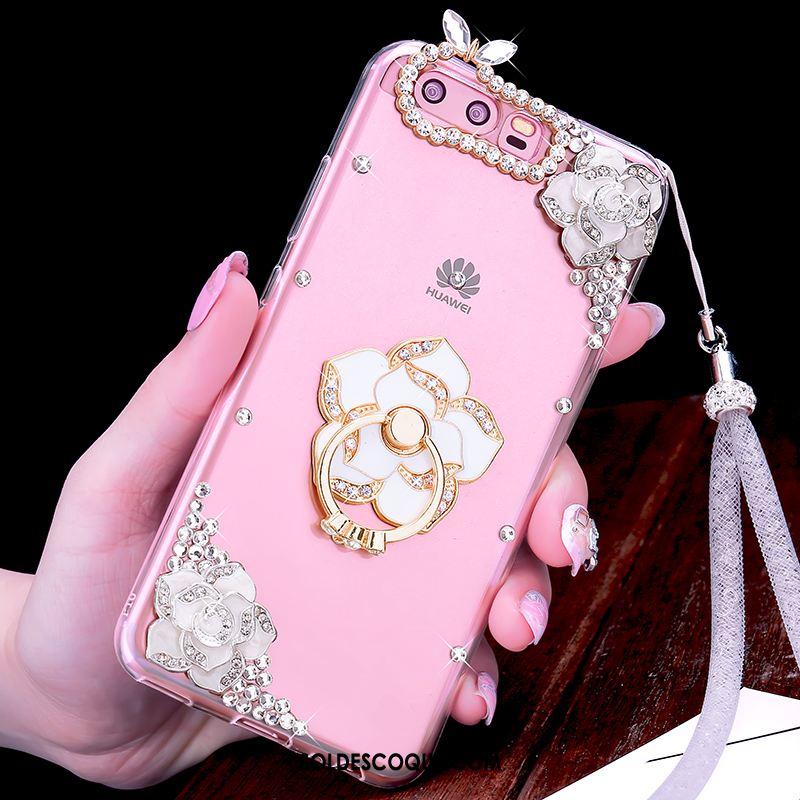 Coque Huawei P10 Plus Téléphone Portable Une Agrafe Anneau Strass Fluide Doux Pas Cher