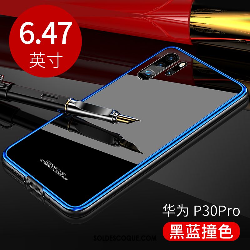 Coque Huawei P30 Pro Border Téléphone Portable Luxe Rouge Verre En Vente