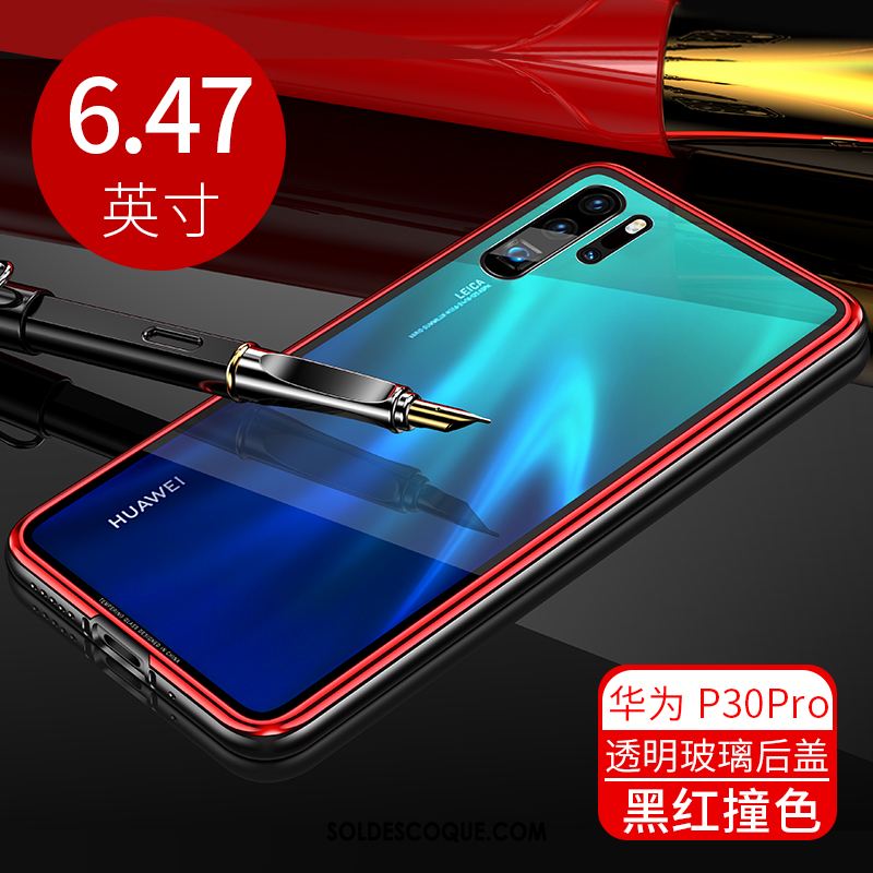 Coque Huawei P30 Pro Border Téléphone Portable Luxe Rouge Verre En Vente