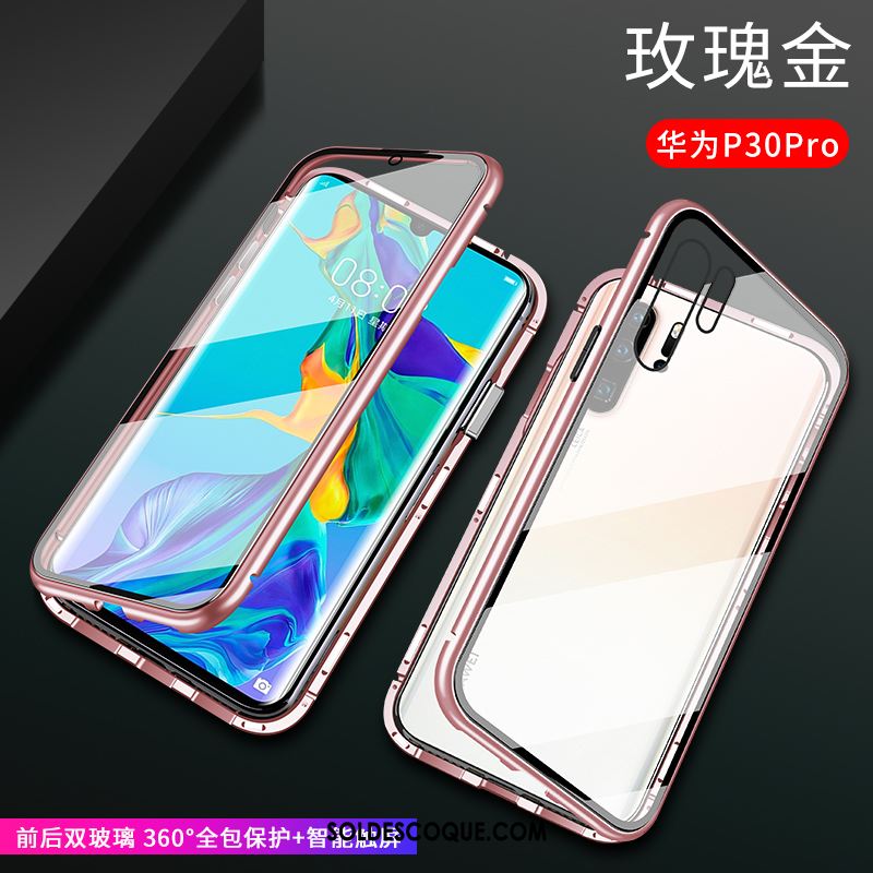 Coque Huawei P30 Pro Étui Incassable Verre Métal Rouge France