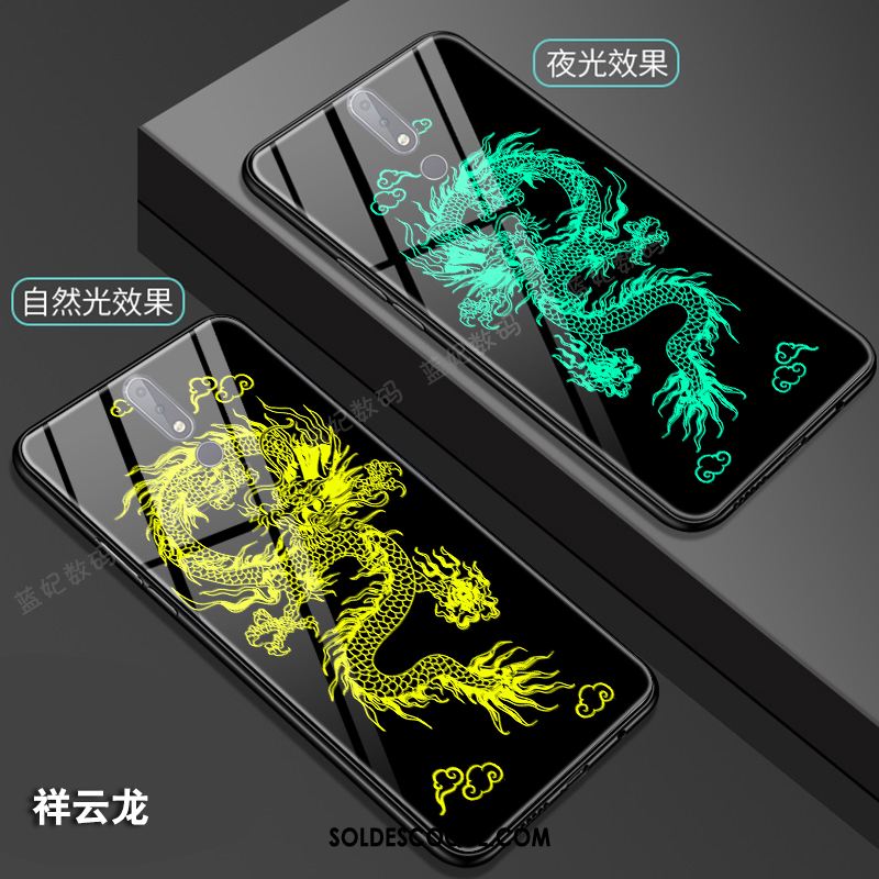 Coque Nokia 7.1 Téléphone Portable Dragon Verre Lumineuses Style Chinois Housse Soldes