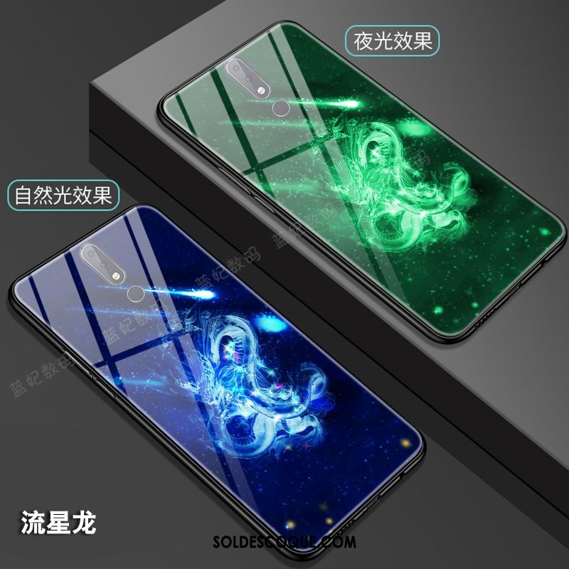 Coque Nokia 7.1 Téléphone Portable Dragon Verre Lumineuses Style Chinois Housse Soldes