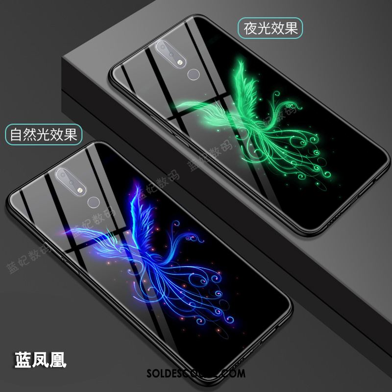 Coque Nokia 7.1 Téléphone Portable Dragon Verre Lumineuses Style Chinois Housse Soldes