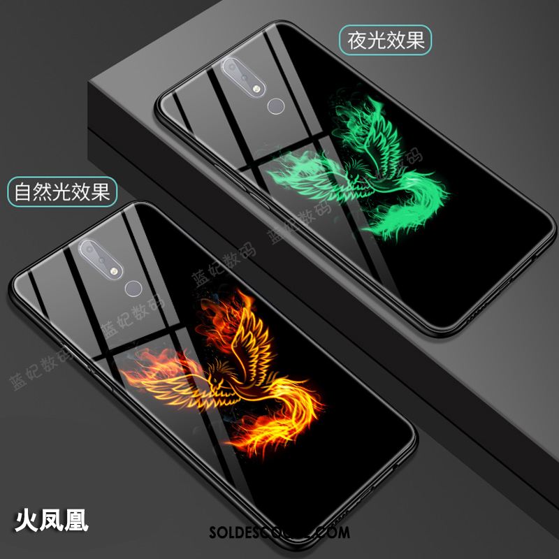 Coque Nokia 7.1 Téléphone Portable Dragon Verre Lumineuses Style Chinois Housse Soldes