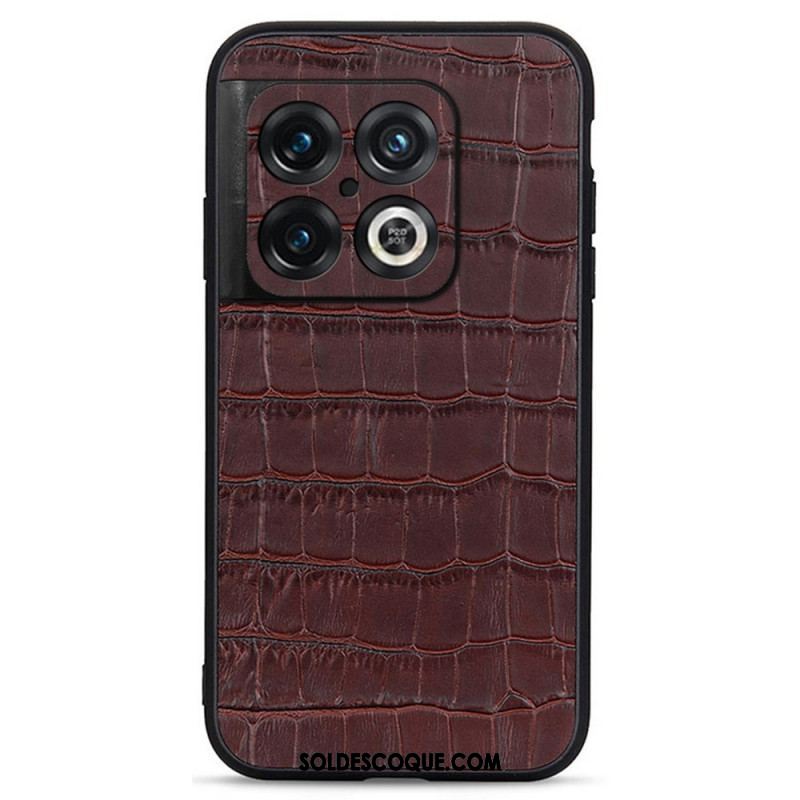 Coque OnePlus 10 Pro 5G Cuir Véritable Texture Crocodile