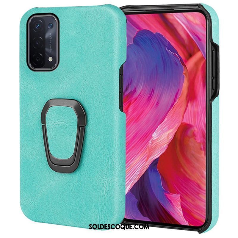 Coque Oppo A54 5G / A74 5G Effet Cuir Anneau-Support