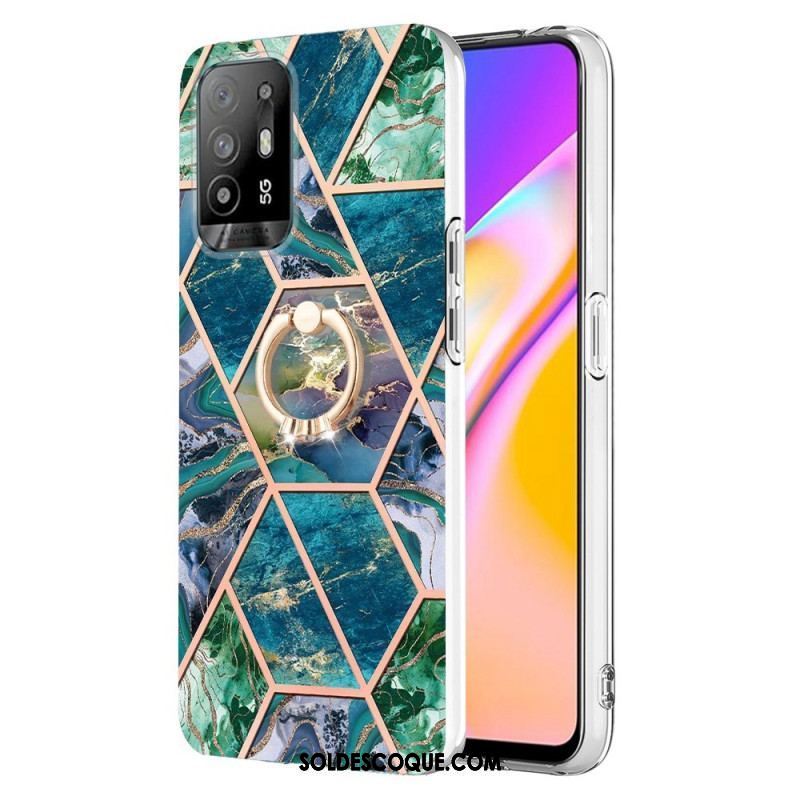 Coque Oppo A94 5G Marbre Géométrique avec Anneau