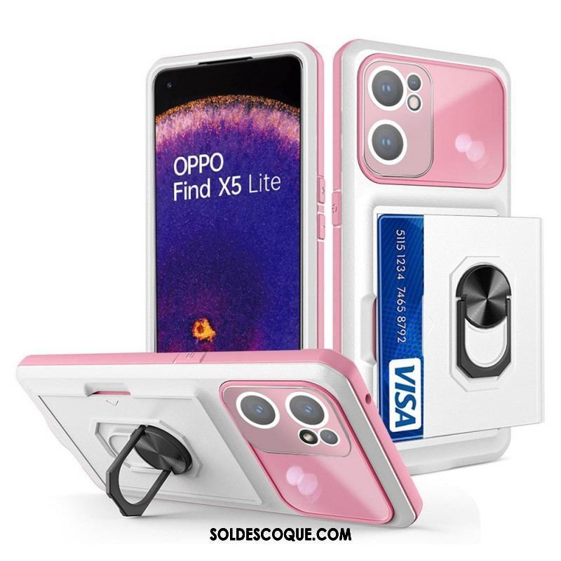 Coque Oppo Find X5 Lite Anneau-Support et Porte-Carte