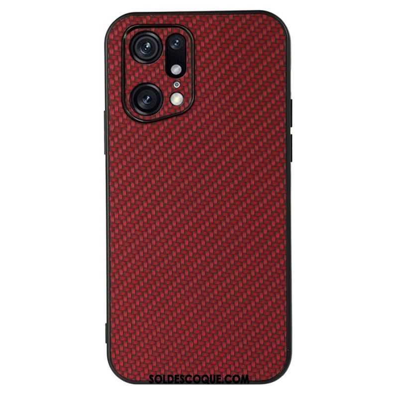 Coque Oppo Find X5 Pro Effet Cuir Texture Fibre Carbone