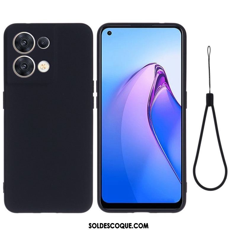 Coque Oppo Reno 8 Silicone Liquide à Lanière