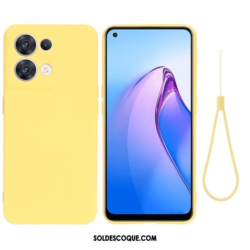 Coque Oppo Reno 8 Silicone Liquide à Lanière