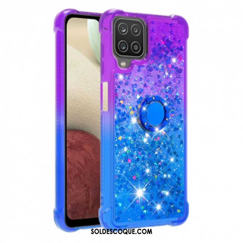 Coque Samsung Galaxy A12 / M12 Paillettes Anneau-Support