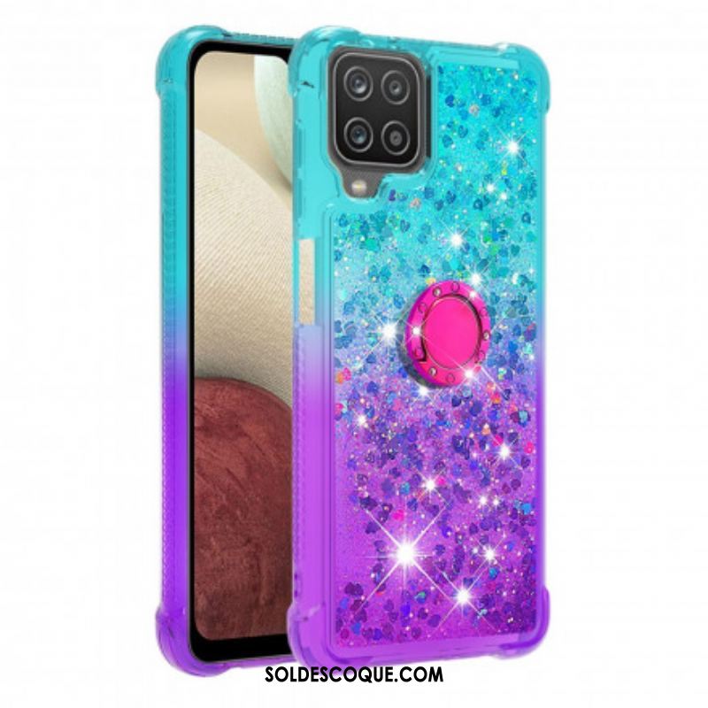 Coque Samsung Galaxy A12 / M12 Paillettes Anneau-Support