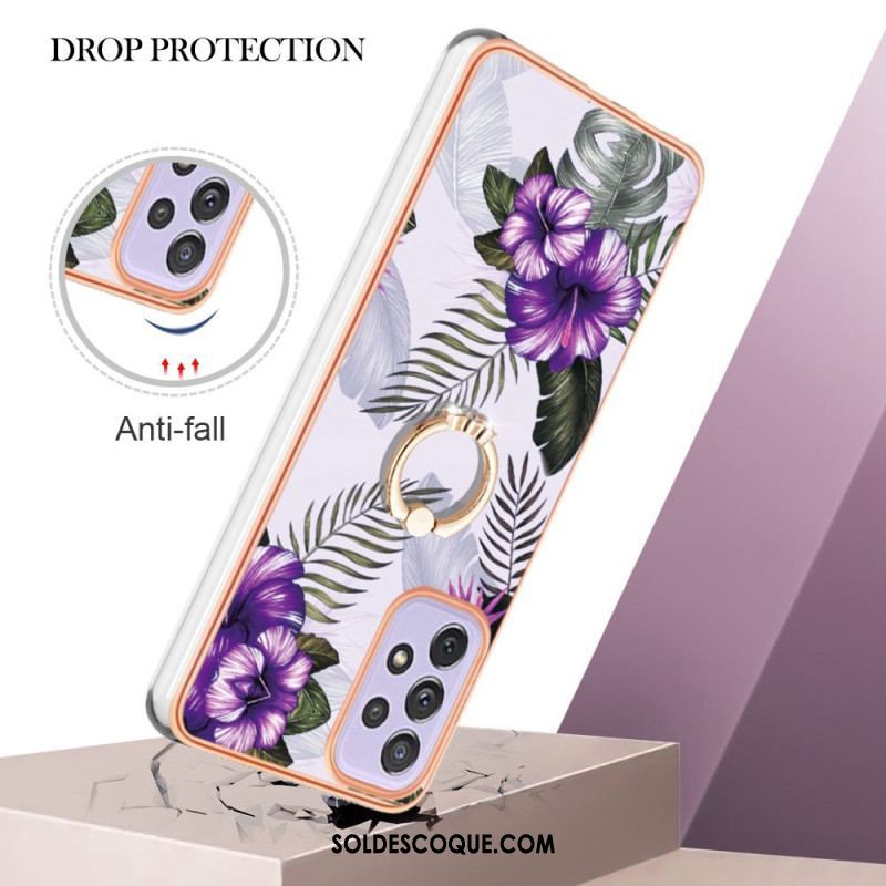 Coque Samsung Galaxy A13 Fleurs Anneau-Support