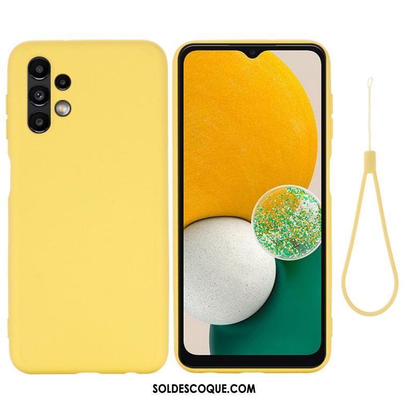 Coque Samsung Galaxy A13 Silicone Liquide avec Lanière