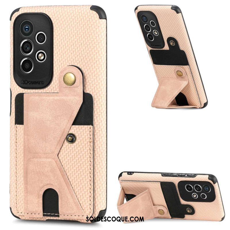 Coque Samsung Galaxy A53 5G Fibre Carbone Porte-Cartes Support