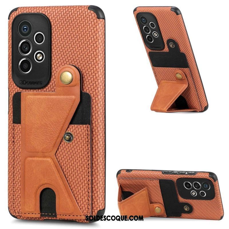 Coque Samsung Galaxy A53 5G Fibre Carbone Porte-Cartes Support