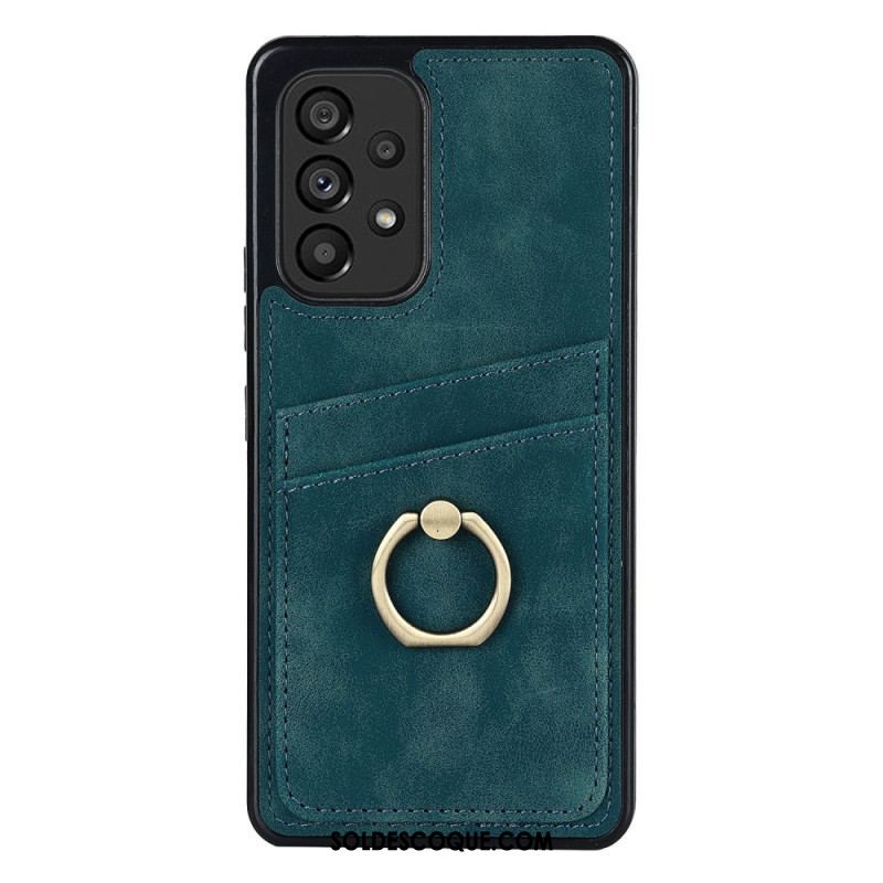 Coque Samsung Galaxy A53 5G Vintage Anneau-Support et Porte-Cartes