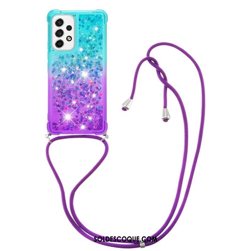 Coque Samsung Galaxy A53 5G à Cordon Silicone Paillettes