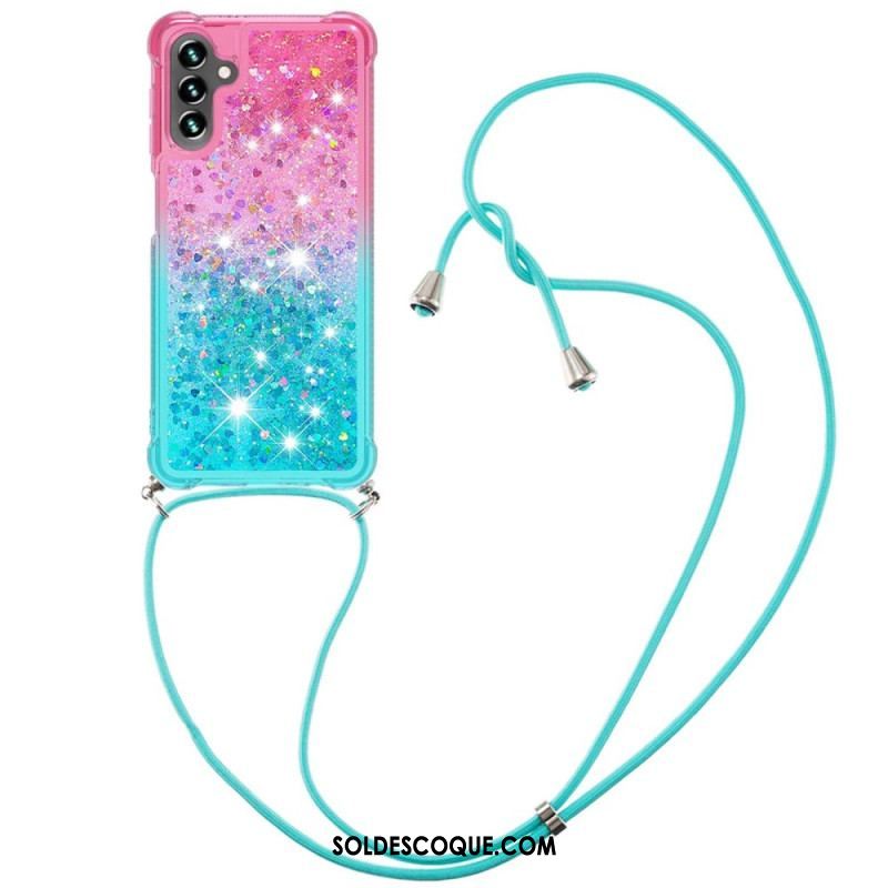 Coque Samsung Galaxy A54 5G à Cordon Silicone Paillettes