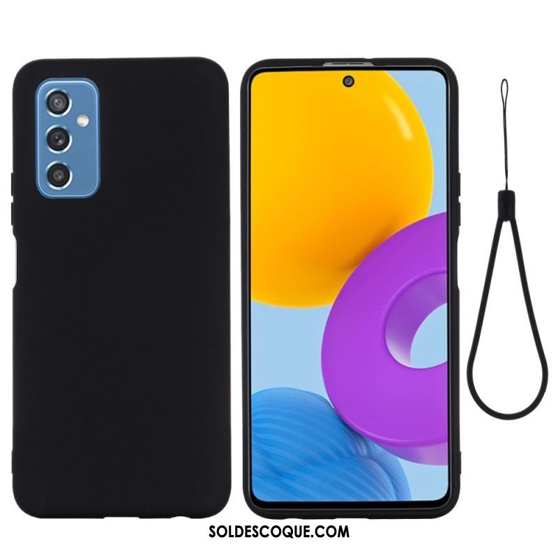 Coque Samsung Galaxy M52 5G Silicone Liquide à Lanière