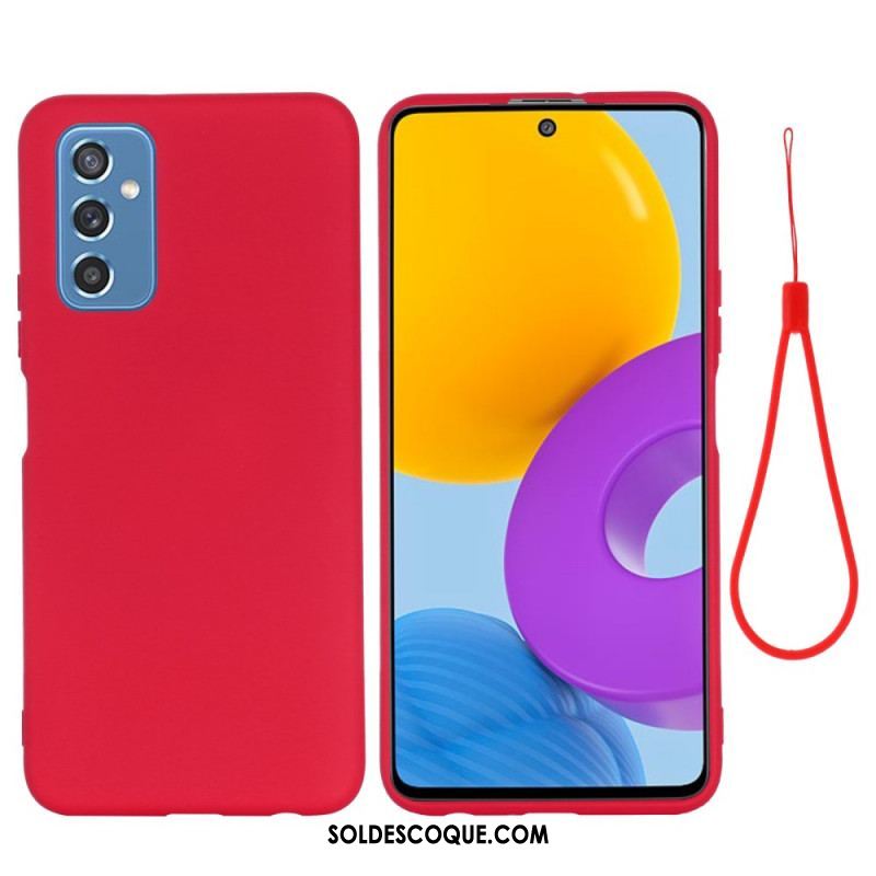 Coque Samsung Galaxy M52 5G Silicone Liquide à Lanière