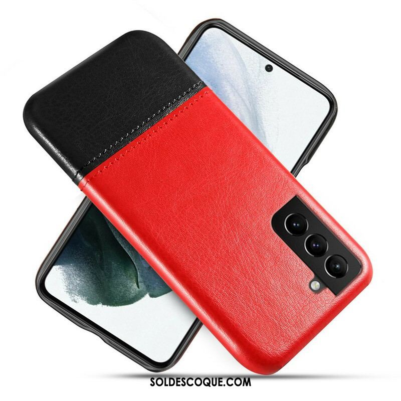 Coque Samsung Galaxy S21 FE Effet Cuir Bicolore KSQ