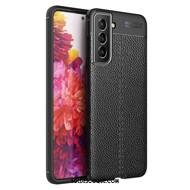 Coque Samsung Galaxy S21 FE Effet Cuir Litchi Double Line