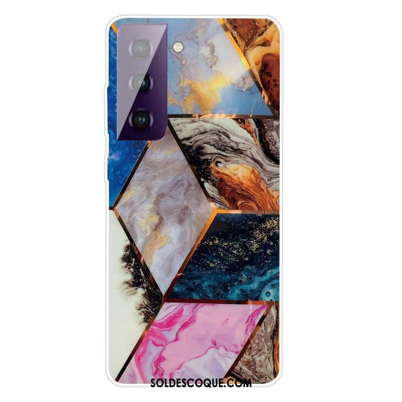 Coque Samsung Galaxy S21 FE Marbre Géométrique Variable