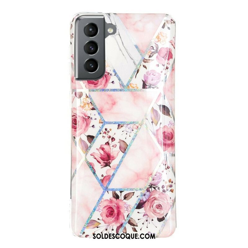 Coque Samsung Galaxy S21 FE Marbrée Fleurs