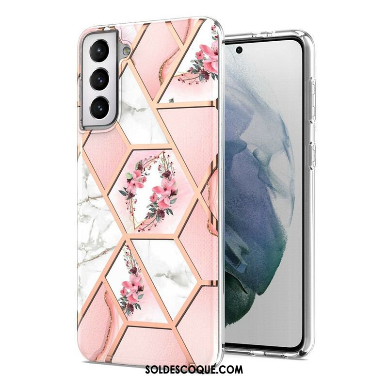 Coque Samsung Galaxy S21 FE Marbrée Florale