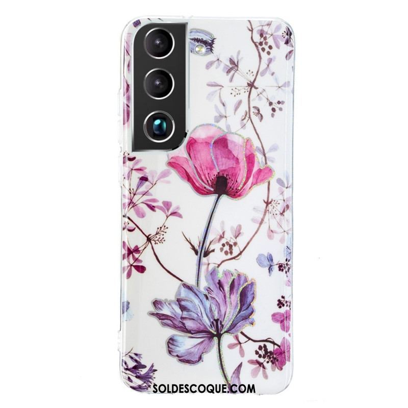 Coque Samsung Galaxy S22 5G Marbrée Fleurs