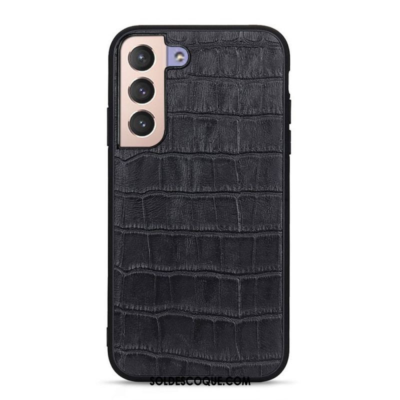 Coque Samsung Galaxy S22 5G Véritable Cuir Texture Crocodile