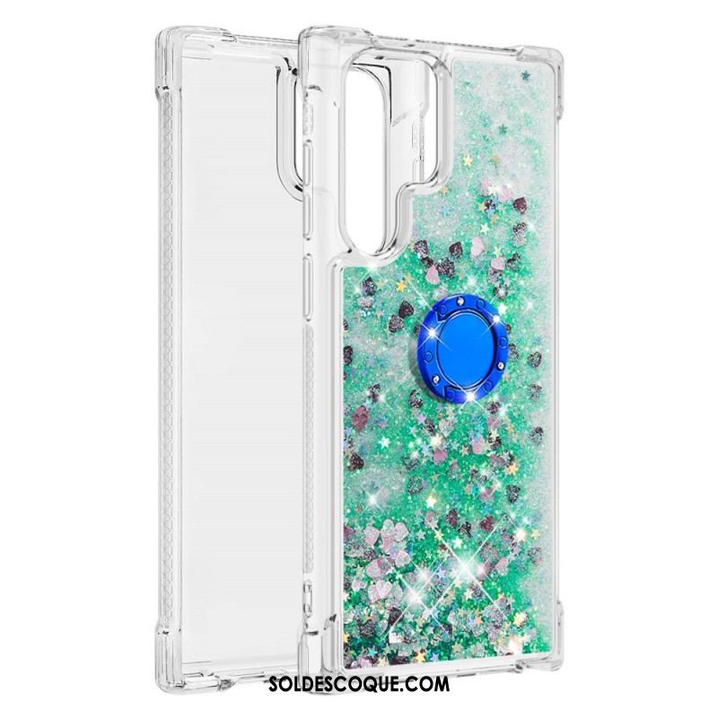 Coque Samsung Galaxy S22 Ultra 5G Paillettes Anneau-Support