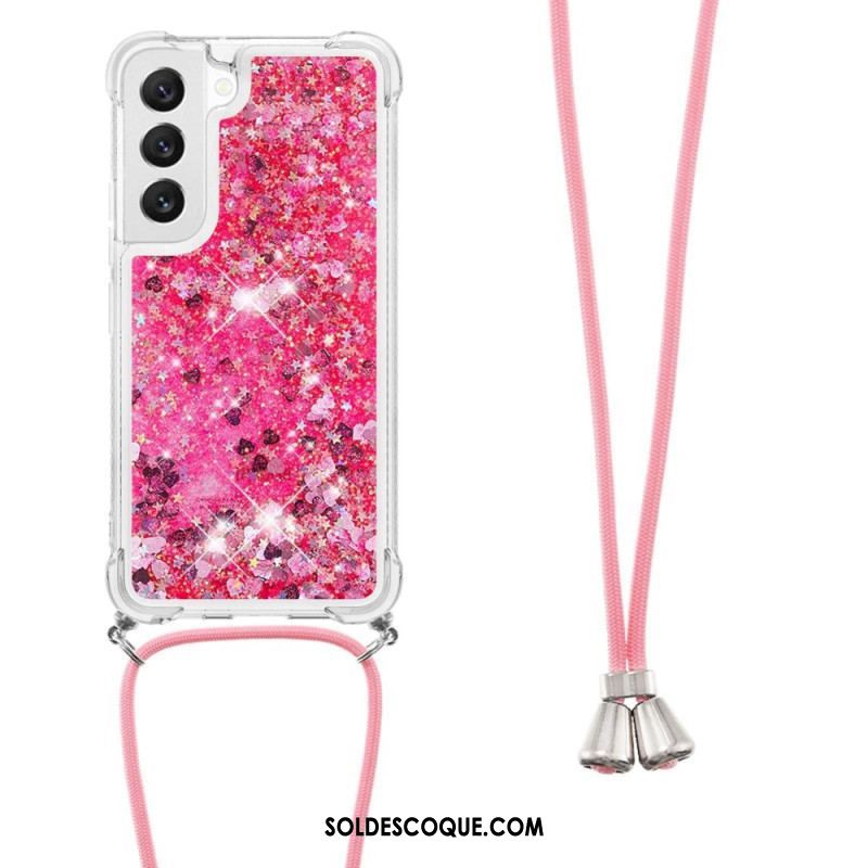 Coque Samsung Galaxy S23 5G Paillettes avec Cordon