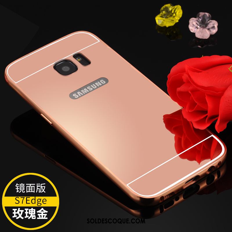 Coque Samsung Galaxy S7 Edge Or Rose Métal Très Mince Tendance Border En Vente