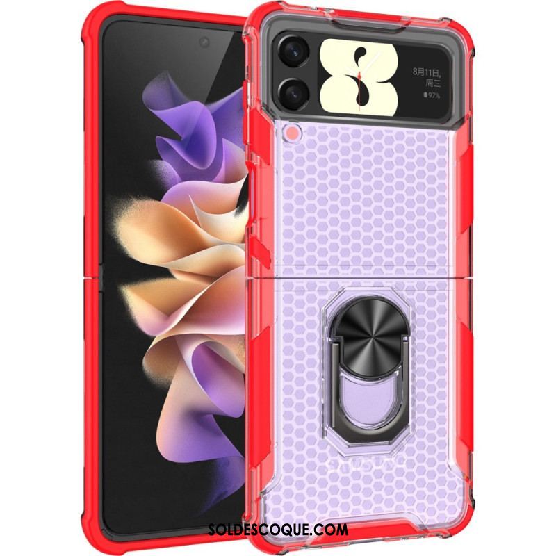 Coque Samsung Galaxy Z Flip 4 Nid d'Abeille avec Anneau-Support