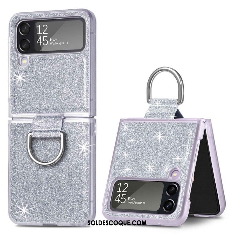 Coque Samsung Galaxy Z Flip 4 Paillettes et Anneau