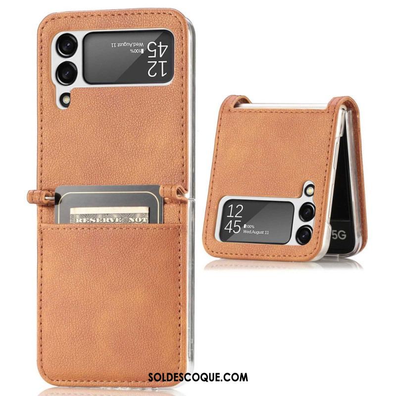 Coque Samsung Galaxy Z Flip 4 Style Cuir Litchi Porte-Carte