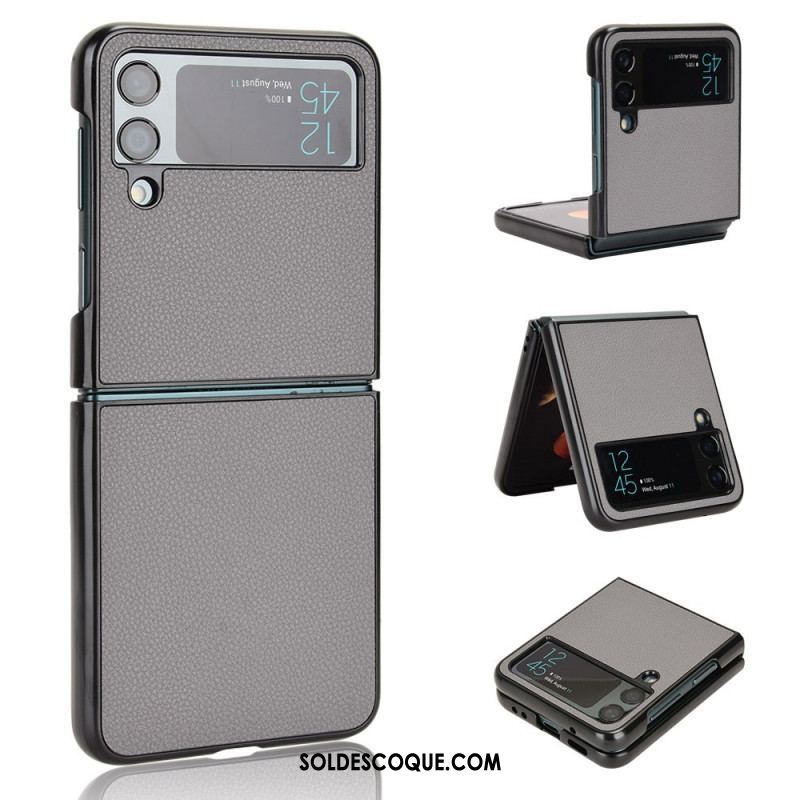 Coque Samsung Galaxy Z Flip 4 Texture Cuir Litchi