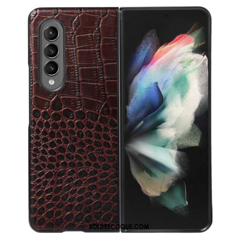 Coque Samsung Galaxy Z Fold 4 Cuir Véritable Effet Crocodile Tendance