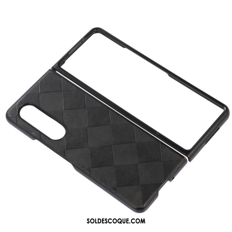 Coque Samsung Galaxy Z Fold 4 Simili Cuir Motif Carreaux