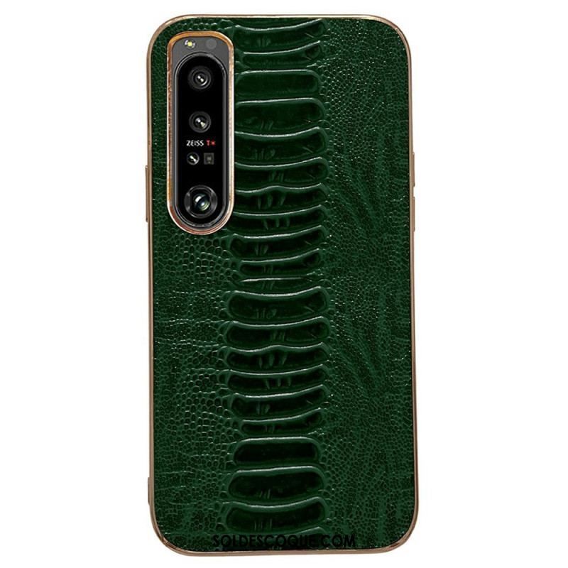 Coque Sony Xperia 1 IV Cuir Véritable Style Crocodile