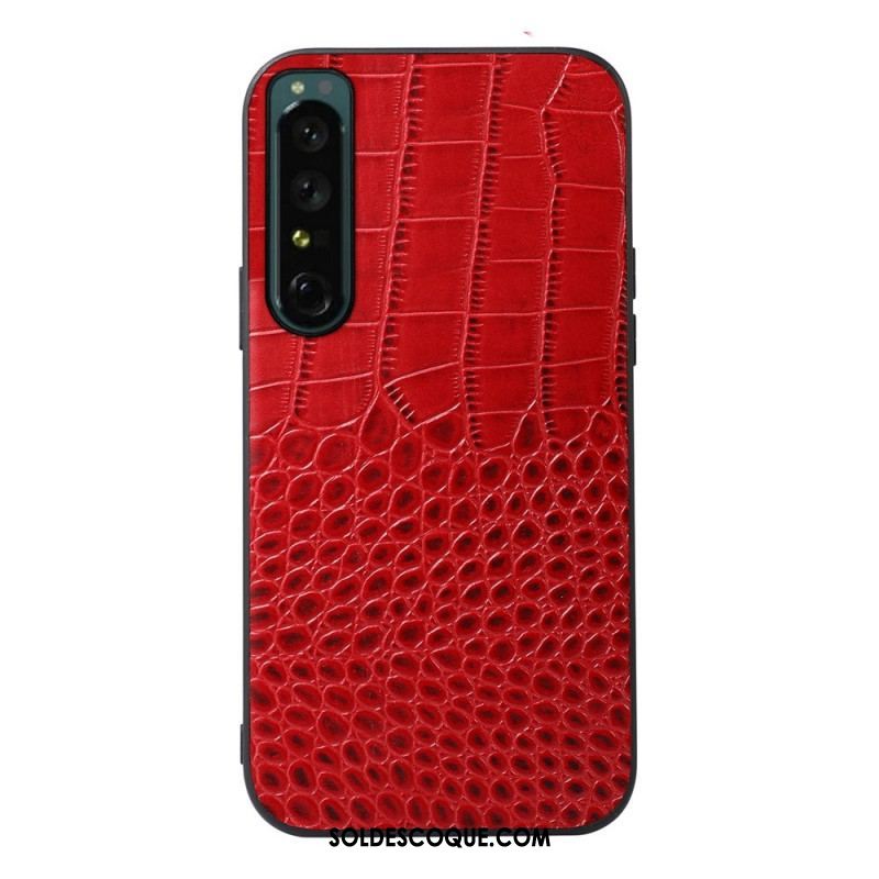 Coque Sony Xperia 1 IV Véritable Cuir Texture Crocodile