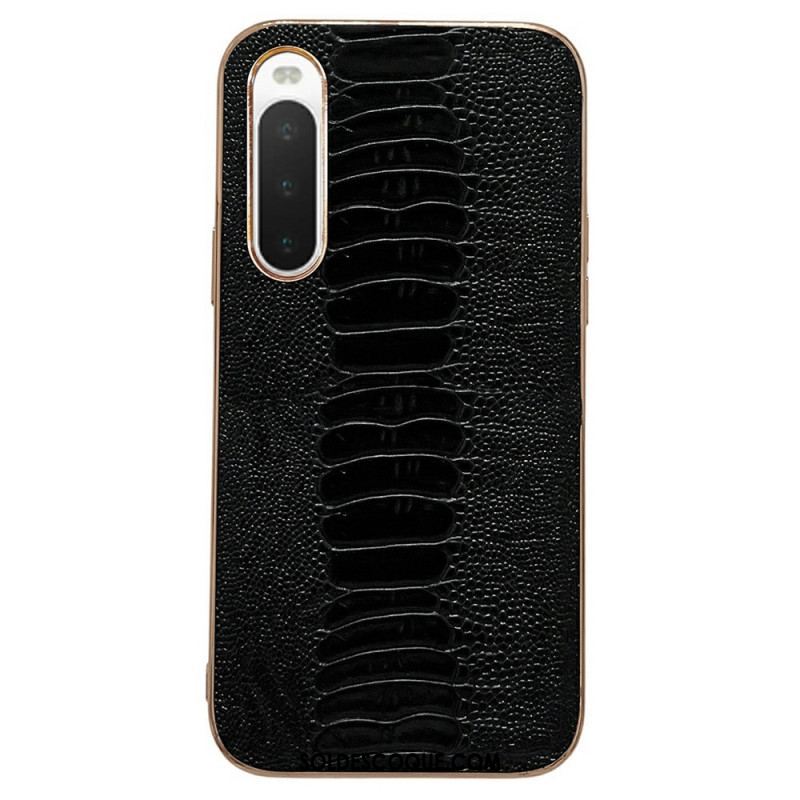 Coque Sony Xperia 10 IV Cuir Véritable Style Crocodile