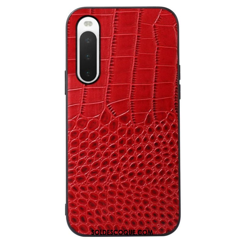 Coque Sony Xperia 10 IV Véritable Cuir Texture Crocodile